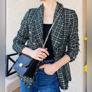 Rachel Zoe black Green Tweed Blazer small